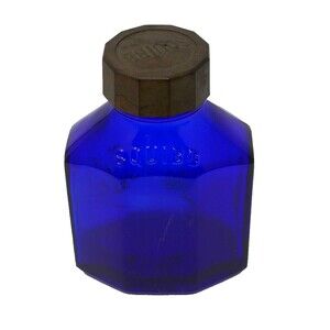 Squibb Vintage Antique Cobalt Blue Embossed Bottle